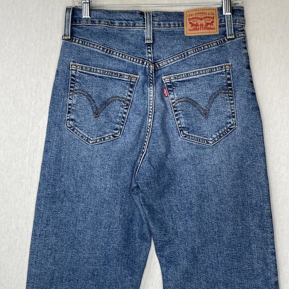 Levi's Womens Blue Denim Jeans Size 28 Buttonfly Ribcage Straight Ankle Stretch - Picture 4 of 13